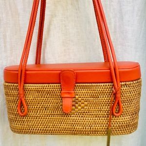 ELLIOT LUCCA rattan and leather purse